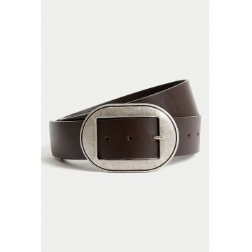 Curea din piele cu catarama metalica - Maro