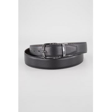 Curea din piele cu catarama metalica - Negru