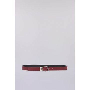 Curea din piele cu catarama metalica - Rosu inchis