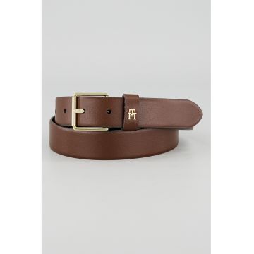 Curea din piele cu detaliu monograma Square 3.0 - Maro inchis