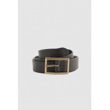 Curea din piele cu logo - Negru