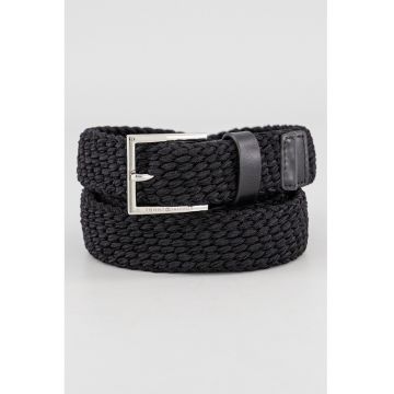 Curea din piele cu model tesut - Negru