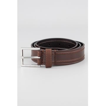 Curea din piele cu model uni - Negru