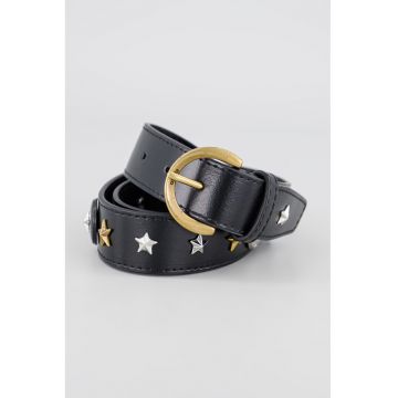 Curea din piele cu stele metalice - Negru