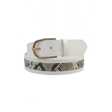 Curea din piele ecologica cu garnitura cu imprimeu piele de sarpe