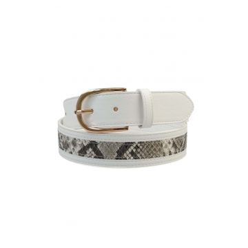 Curea din piele ecologica cu garnitura cu imprimeu piele de sarpe