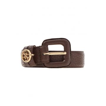 Curea din piele ecologica cu logo metalic Marsha - Maro inchis