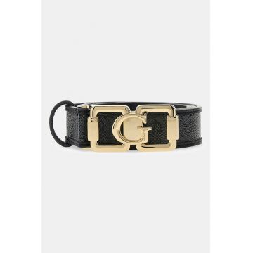 Curea din piele ecologica cu model monograma Karnilla - Negru/Gri carbune