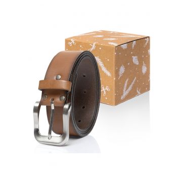 Curea Din Piele -  Sopo-Mus131 - 100% Piele Naturala - Maro - Latime: 4 - Maro - Bej