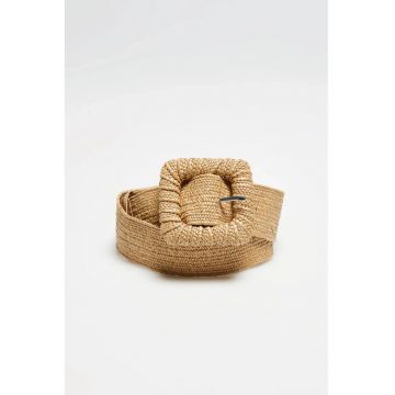 Curea impletita cu catarama bej