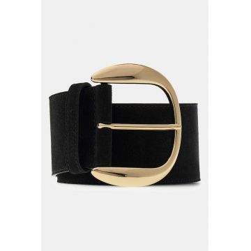 Curea lata din piele intoarsa - Negru