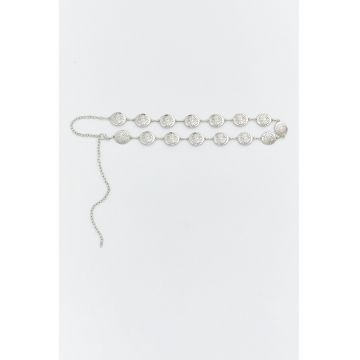 Curea metalica si model floral - Argintiu