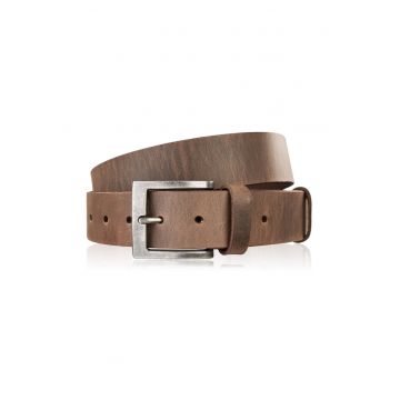 Curea pentru pantaloni din piele pentru barbati Brodrene OPM-13 - Maro