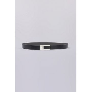 Curea reversibila din piele cu detaliu cu logo discret - Negru