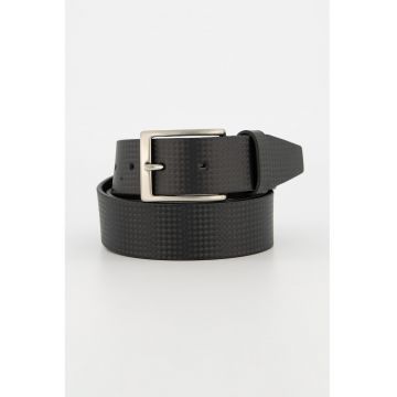 Curea texturata din piele - Negru