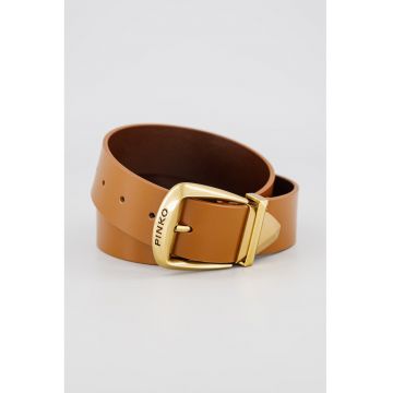 Curea uni de piele - Maro