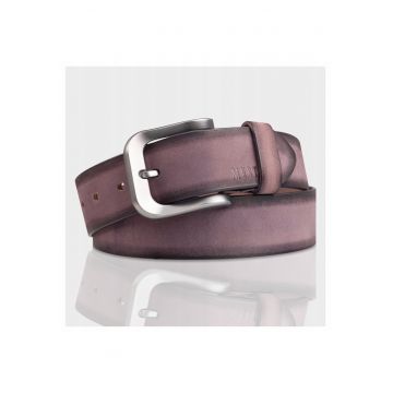 Cureaua Barbati -  MUS-M5038 0441 - Regular Fit - Cu Catarama Metalica - Design Clasic - Pentru Pantaloni - Blugi - Pantaloni Scurti - 100% Piele Naturala - 80 Cm - Maro