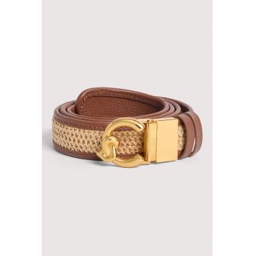Curea cu insertie tesuta C-Me Summer - Maro/Crem