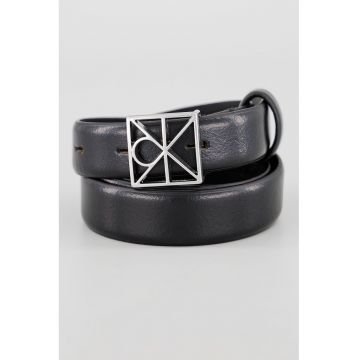 Curea de piele cu catarama cu nit - Negru -
