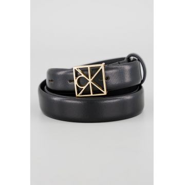 Curea de piele cu catarama cu nit - Negru -