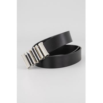 Curea de piele cu catarama logo - Negru