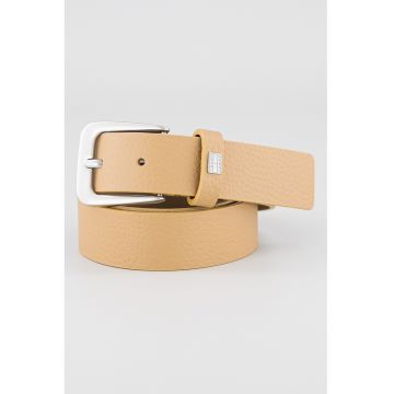 Curea de piele cu catarama metalica - Maro camel