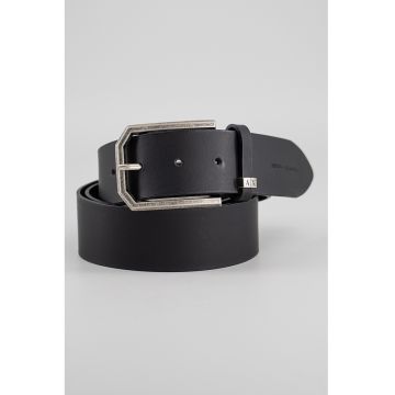 Curea de piele cu catarama metalica - Negru