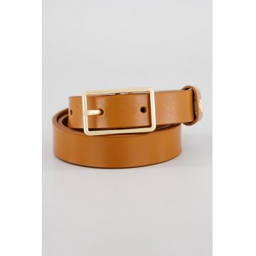 Curea de piele cu logo - Maro cognac