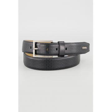Curea de piele cu logo - Negru