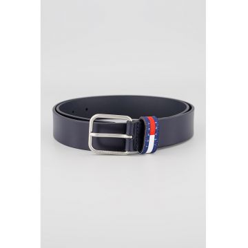 Curea de piele cu logo Ryan - Albastru ultramarin