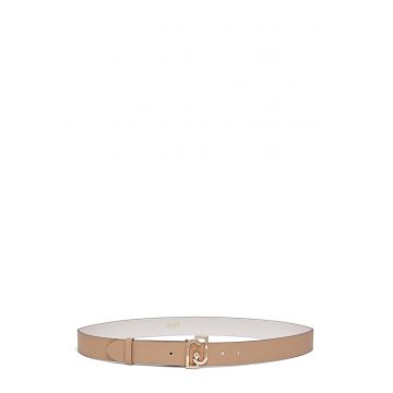 Curea de piele ecologica cu catarama cu monograma - Maro camel