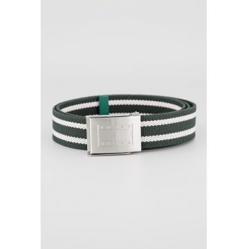 Curea din material textil cu model in dungi Ryan - Verde inchis/Alb murdar