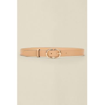 Curea din piele cu catarama metalica - Maro camel