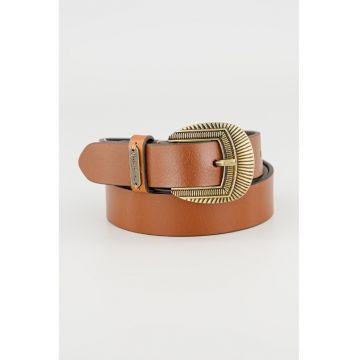 Curea din piele cu catarama metalica - Maro