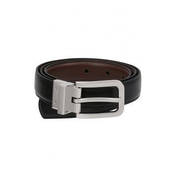 Curea din piele cu catarama metalica - Negru stins