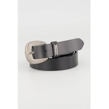 Curea din piele cu catarama metalica - Negru