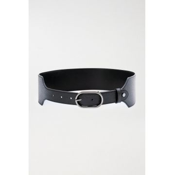 Curea din piele cu catarama ovala metalica -