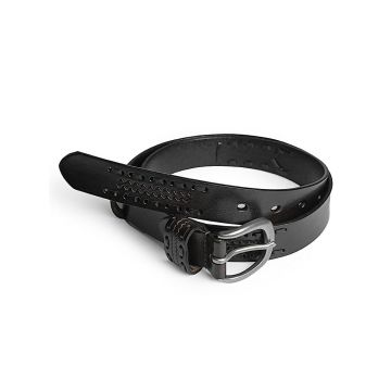 Curea pentru barbati 122, piele naturala, 105 cm, Negru