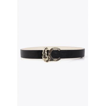 Curea reversibila cu catarama in forma de logo - Negru/Crem