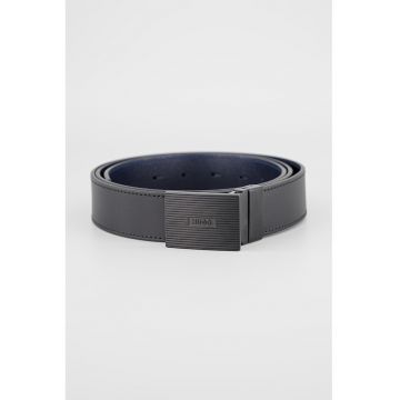 Curea reversibila de piele cu catarama detasabila - Negru