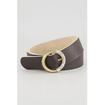 Curea uni din piele - Maro taupe