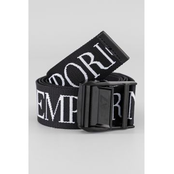Curea unisex textila cu logo - Alb/Negru