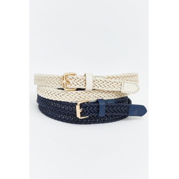 Set de curele impletite - 2 piese - Crem/Bleumarin