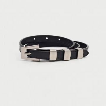 Curea dama C-218, piele naturala, Neagra