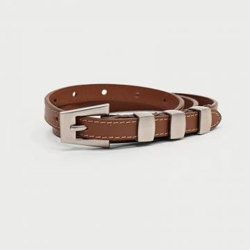 Curea dama C-219, piele naturala, Maro