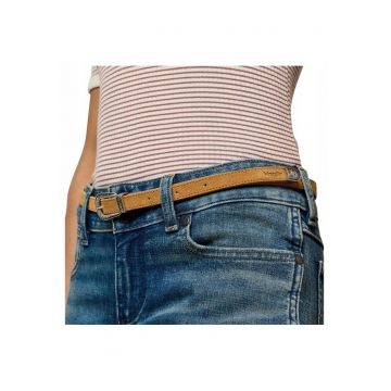 Curea De Dama -  Marimea 85 - Maro - Thin Western Belt - 100% Piele Naturala - Latime 1.1 Cm - Dimensiuni 85 Cm X 1.1 Cm