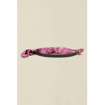 Curea de piele cu esarfa decorativa - Negru