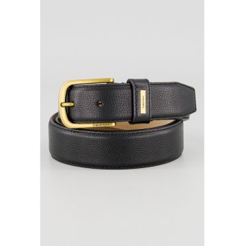 Curea de piele cu logo - Negru