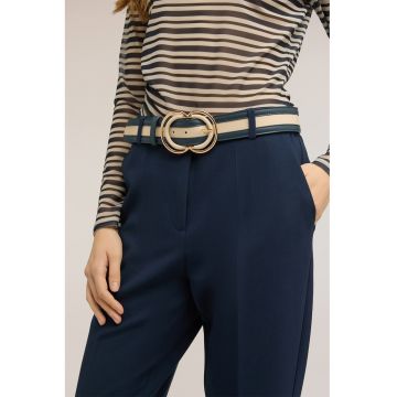 Curea de piele ecologica cu model in doua nuante - Crem/Bleumarin