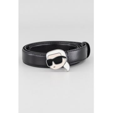 Curea de piele Ikon - Negru/Alb optic